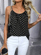 Polka Dot Print Pleated Vest Top - Multicolor