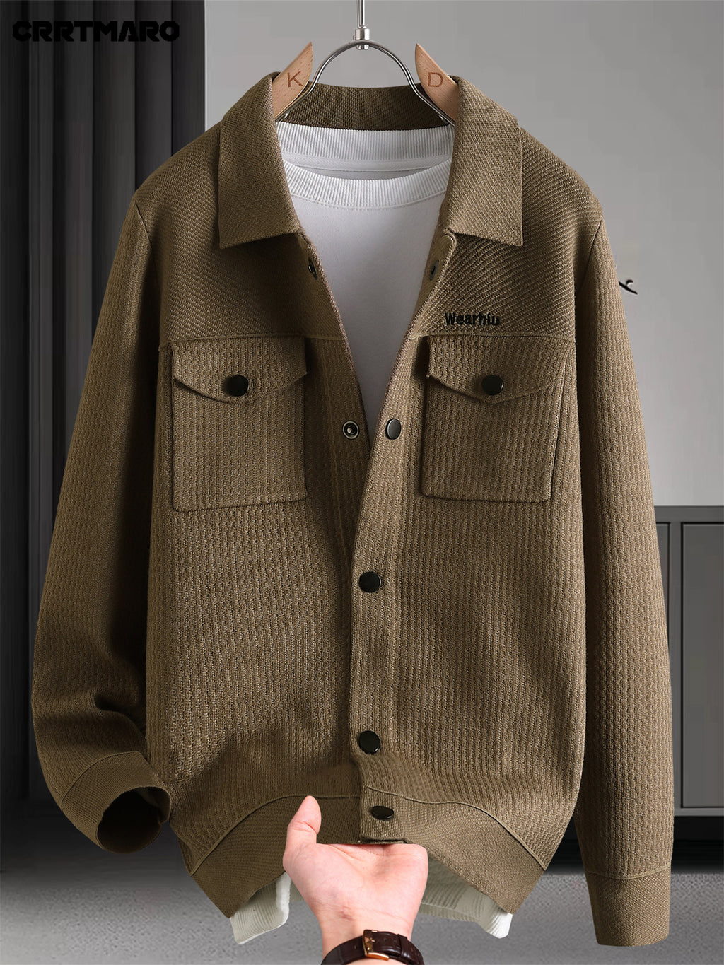 Men'S Pullover Sweater, Warm Long Sleeve Casual Top for Fall And Winter - Khaki