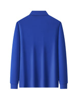 Fresh Solid Color Easy Lapel 3-Button Design Spring Autumn Casual Commute All-Match Men'S Long Sleeve POLO Shirt - Royal Blue