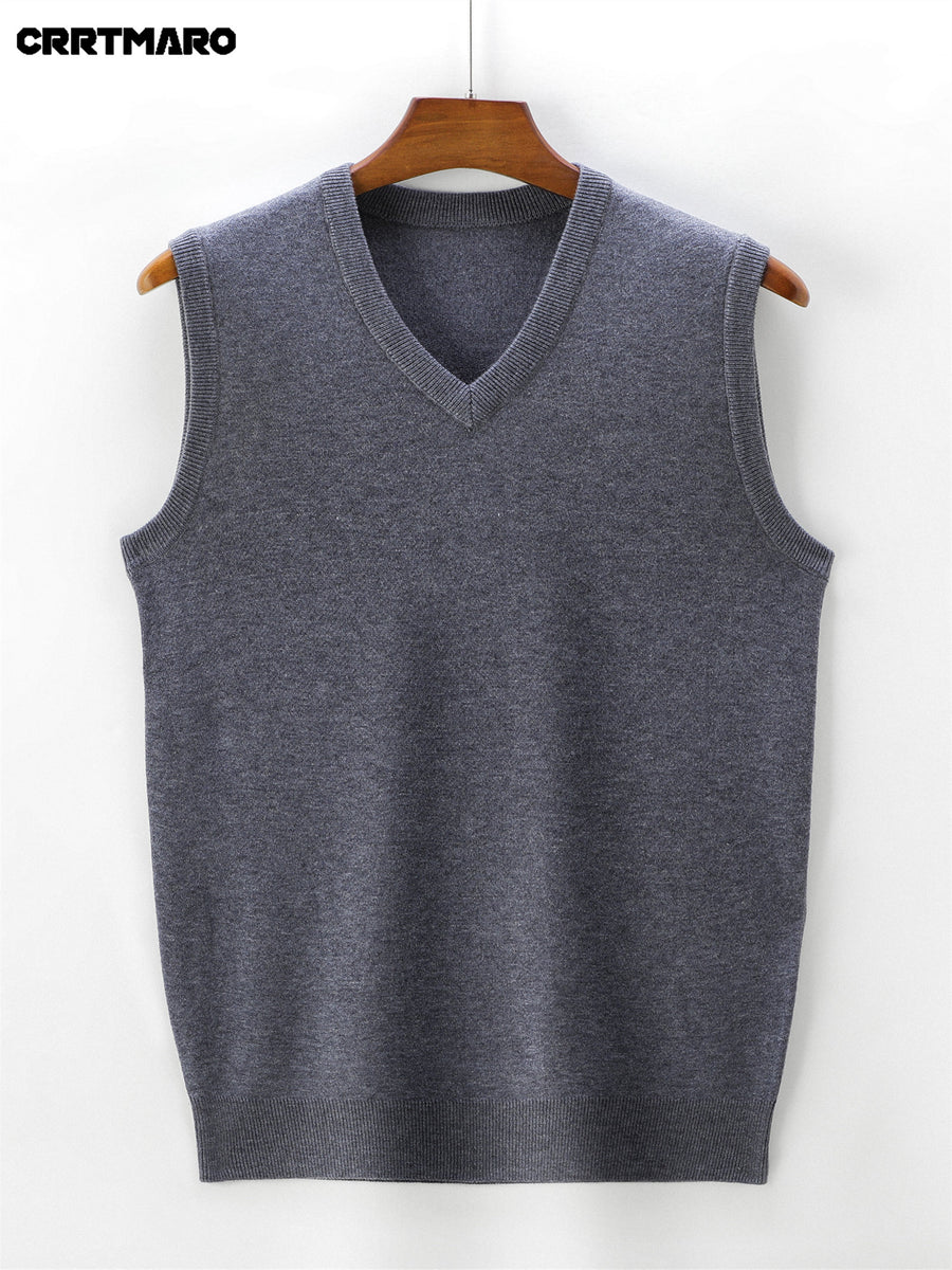 Men's Thick Sweater Vest, Warm Casual Layering Top for Fall and Winter - Medium Gray