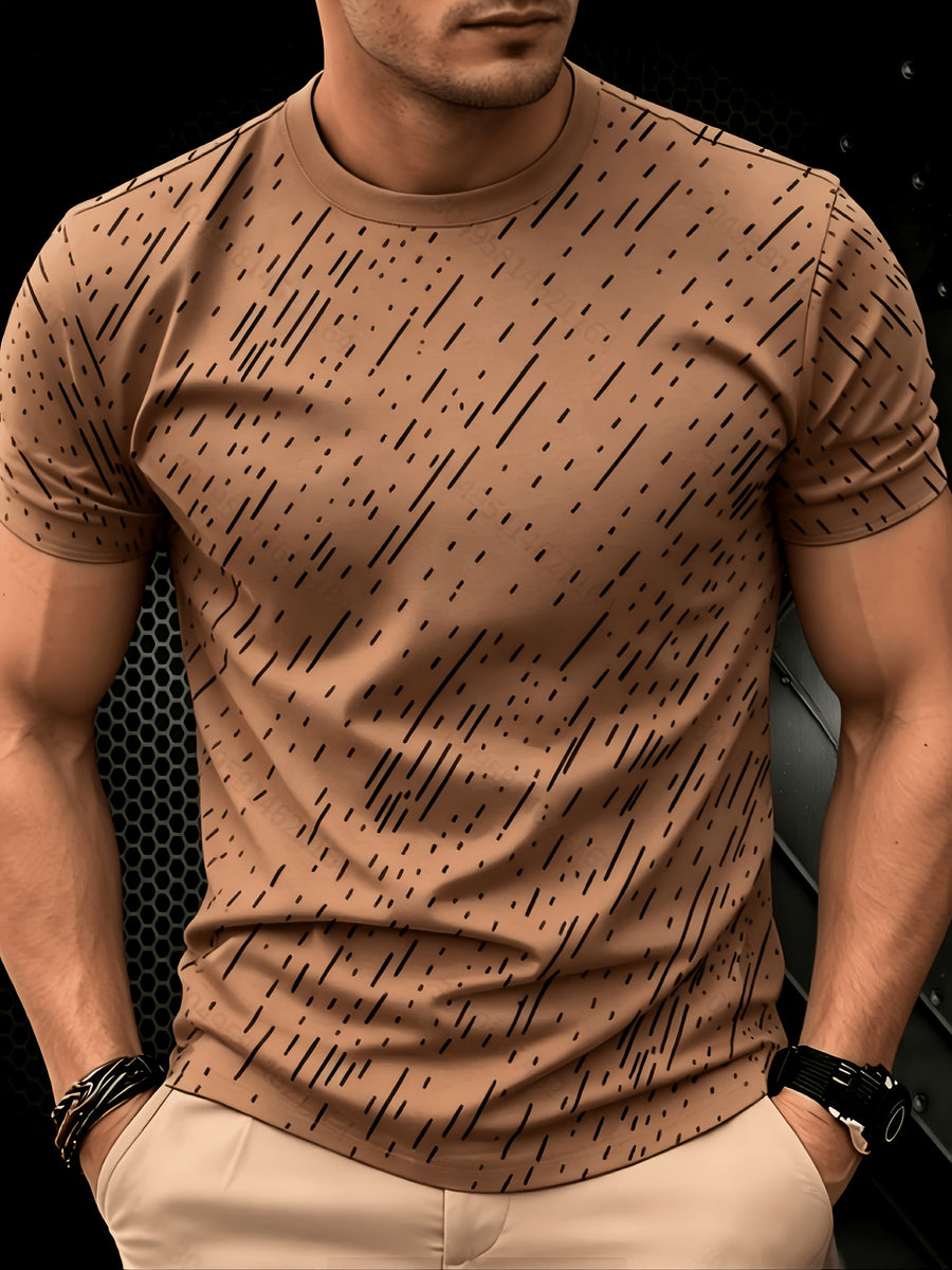 Black Twill Line Digital Printing T-Shirt, Minimalist Men'S Casual Short-Sleeved Shirt, Versatile Commuter Men'S Short-Sleeved T-Shirt, Cool And Breathable, Skin-Friendly And Comfortable, a Perfect Gift - Mixed Color D
