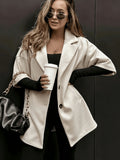 XZ260712164 New Autumn/Winter Loose Fit Overcoat Suit Jacket Coat, Mid-Length Below the Knee, Suitable for Daily Wear, Banquets, Parties, and Home Dining in the Morning and Evening - Off-white