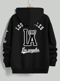 American Vintage Los Angeles  Style Hoodie, High Street Fashion LOS ANGELES Trendy Sweatshirt for Men - Black