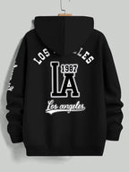 American Vintage Los Angeles  Style Hoodie, High Street Fashion LOS ANGELES Trendy Sweatshirt for Men - Black