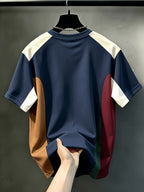 Printed Design, Non-textured Men's Casual Crew Neck T-shirt, Color-block Contrast Design, All-season Fashion Top, Breathable Regular Fit for Daily and Formal Wear - Crew Neck Casual Top, Comfortable to Wear, Gift for Teens and Adults, Pockets - Mixed colors