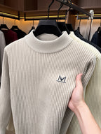 Minimalist Urban Knit Round Neck Sweater Portable Daily Commute - Khaki 1