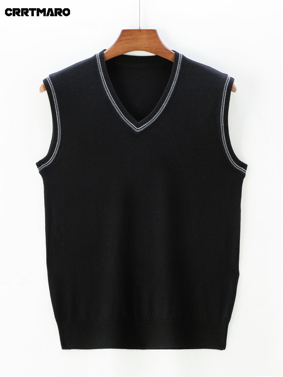 Men'S Solid Color, Business Casual Sweater Vest, Warm Casual Layering Top for Fall And Winter - Black