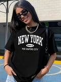 Women's Soft Breathable Brooklyn Print T-Shirt - Casual Short Sleeve Round Neck Tee Suitable for Summer & Year-Round Wear - Casual Outfits & Special Events - Soft Comfortable Casual Attire with Brooklyn Lettering - Black