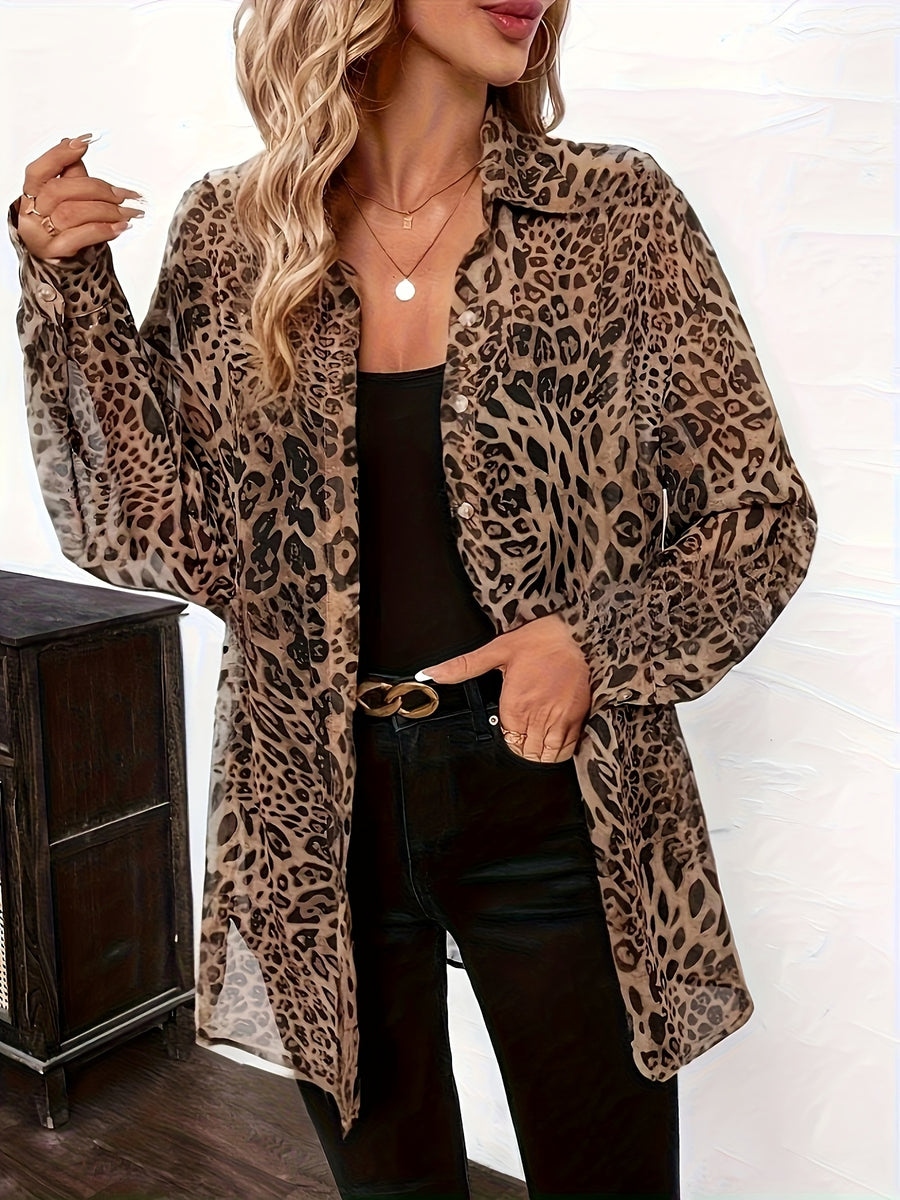 2026 Leopard Print Pattern Button-Up Shirt - Leopard Print