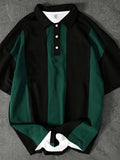 Men's Casual Striped Polo Shirt, Suitable for Summer and Casual Attire - Dark Green