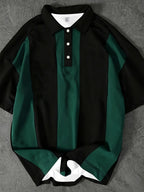 Men's Casual Striped Polo Shirt, Suitable for Summer and Casual Attire - Dark Green