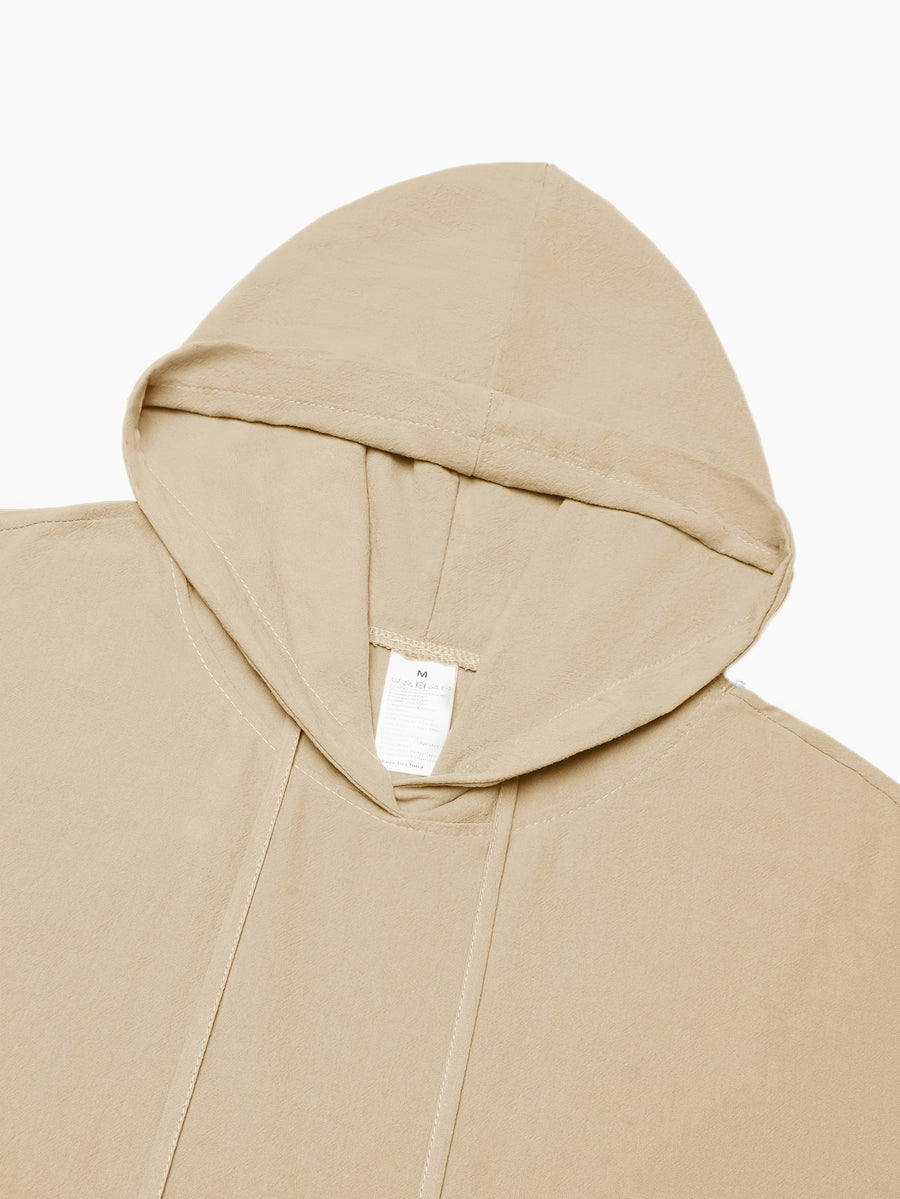 Men'S Spring Autumn New Thin Solid Linen Lightweight Hooded Sweatshirt Casual Commute Outing Fitness Party Street Fashion Athletic Casual Large Pocket Long Sleeve Hooded Top - Khaki