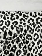 Summer Retro Leopard Print Pleated Wide-Leg Shorts Women High-Waisted Versatile Casual A-Line Pleated Hot Pants YYTT - Multicolor
