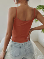Fashion Design Simplicity, Pure Desire, Sexy Design Strap Tank Top - Red-brown