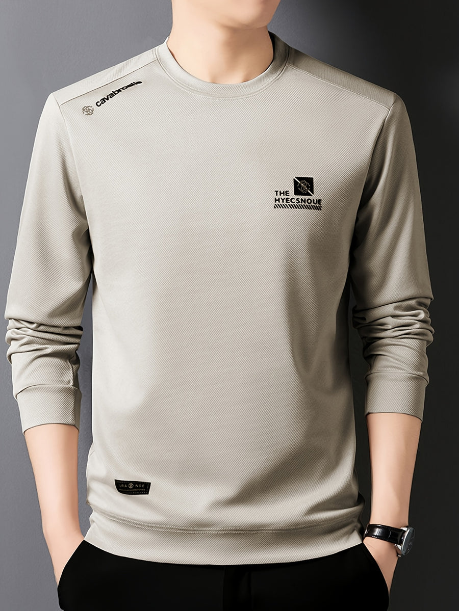 Minimalist Urban Crewneck Sweatshirt for Portable Daily Commuting - Beige Color