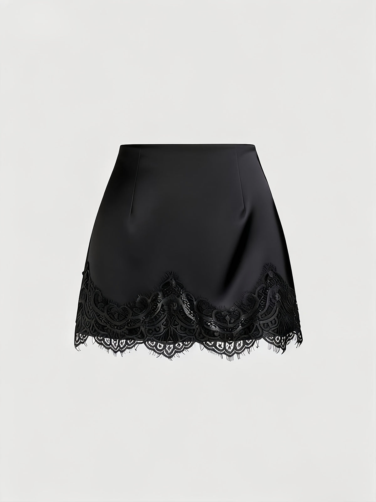 Vintage Satin Casual Chic Skirt for Women - Black