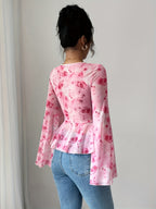 Women'S Fashion Casual Printed Top - Pink