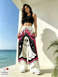 [Printed Design - Not Textured] Women's Dress, [Design Details], [Printed Design - Not Textured] Women's Pants, Cute Cartoon with Pearl Cross Necklace Print, Whimsical Spooky Style, Suitable for Halloween Daily Wear - Mixed colors