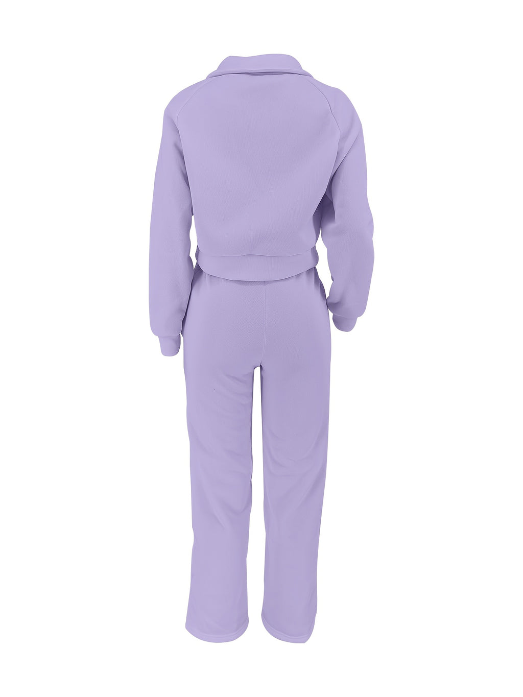 Women'S Casual Easy Solid Color Long Sleeve Hoodie And Pants 2pcs Set, Street Style, Suitable for Spring Autumn Daily Commute And Outing - Violet