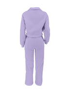Women'S Casual Easy Solid Color Long Sleeve Hoodie And Pants 2pcs Set, Street Style, Suitable for Spring Autumn Daily Commute And Outing - Violet
