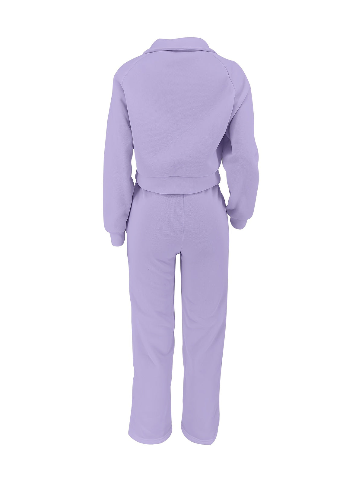 Women'S Casual Easy Solid Color Long Sleeve Hoodie And Pants 2pcs Set, Street Style, Suitable for Spring Autumn Daily Commute And Outing - Violet
