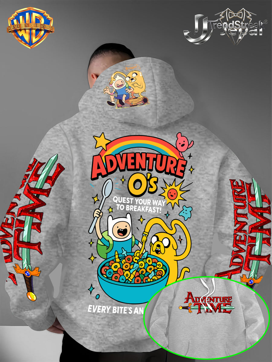 Official Warner Bros., Trendy Cool American Street Style Classic Character Theme Print Hoodie, American Street Style Unisex Long Sleeve Top, Suitable for Daily And Outdoor Activities, Ideal Warm Outerwear Choice for Autumn And Winter! - Light Grey