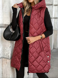 Women's Casual Vest Jacket - Burgundy