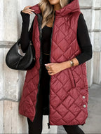 Women's Casual Vest Jacket - Burgundy
