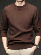 Men's Waffle Knit Half-Turtleneck Base Layer, a Low-cut Half-turtleneck That Doesn't Constrict the Neck, Providing Moderate Warmth, Suitable for Both Business Attire and Casual Daily Wear - SINBOS - Coffee Color