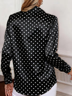 Ladies' Spring/Autumn Elegant Versatile Polka Dot Blouse - Black