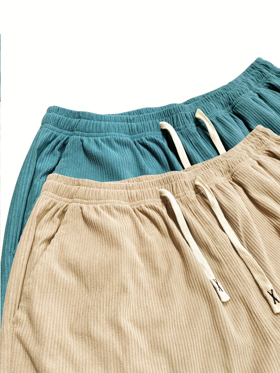 2-Pack Women'S Elegant Casual Fashion Corduroy Pants | Lightweight, All-Season Comfort, Solid Color with Pockets, Suitable for Various Occasions - Card + Blue
