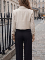 2026 New Lightweight Breathable Long Sleeve Mini Suit Jacket with Double-Breasted Buttons, Commuter All-Match Vest-Lined Blazer - Beige Gray