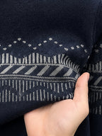 SENMEIGUO Autumn And Winter New Soft Glutinous Sweater Knitted Sweater Trendy Brand Interwoven Youth Loose Color-Blocked Hoodie Thread Coat - Black Gray