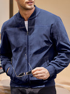 Multi-color Suede Jacket for Spring and Autumn - Navy Color