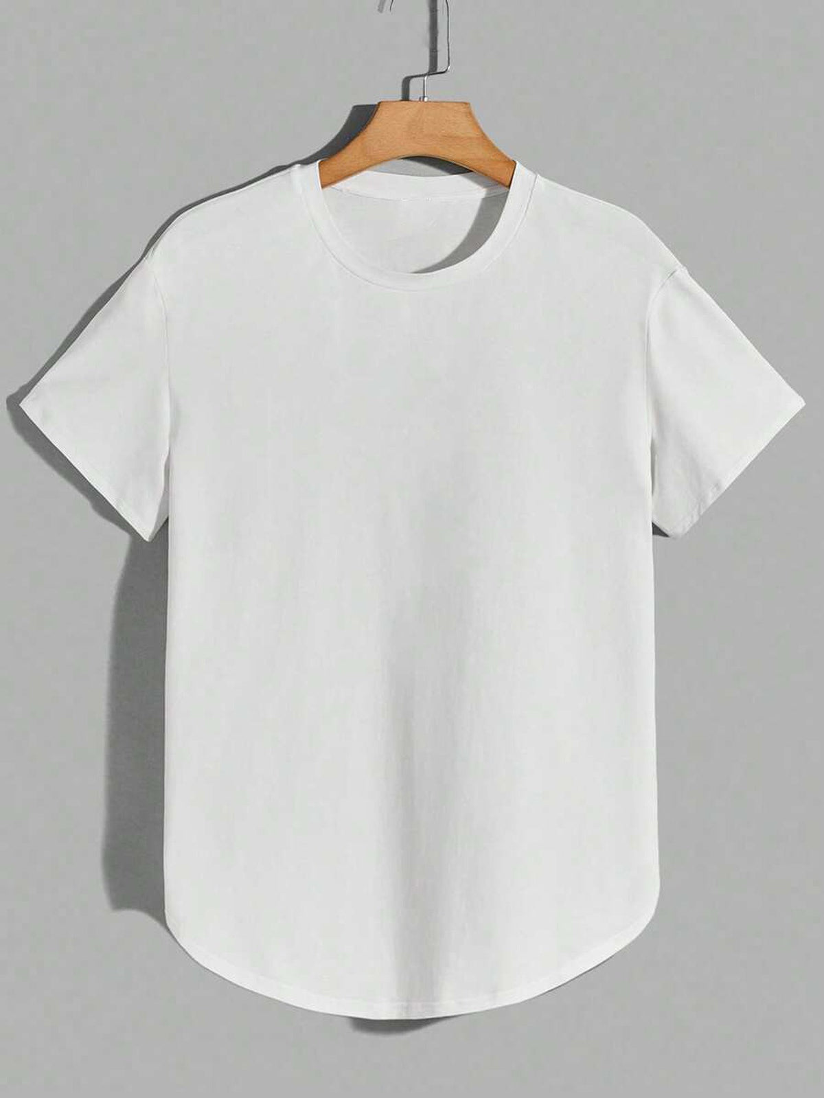 3pcs Men's Loose-Fit Short-Sleeve T-Shirt - High-Stretch Wrinkle-Resistant Streetwear Tee with Curved Hemline, Round Neck Solid Color Shirt Suitable for Gym, Summer Camping & Casual Wear, Machine Washable for Lifestyles - White