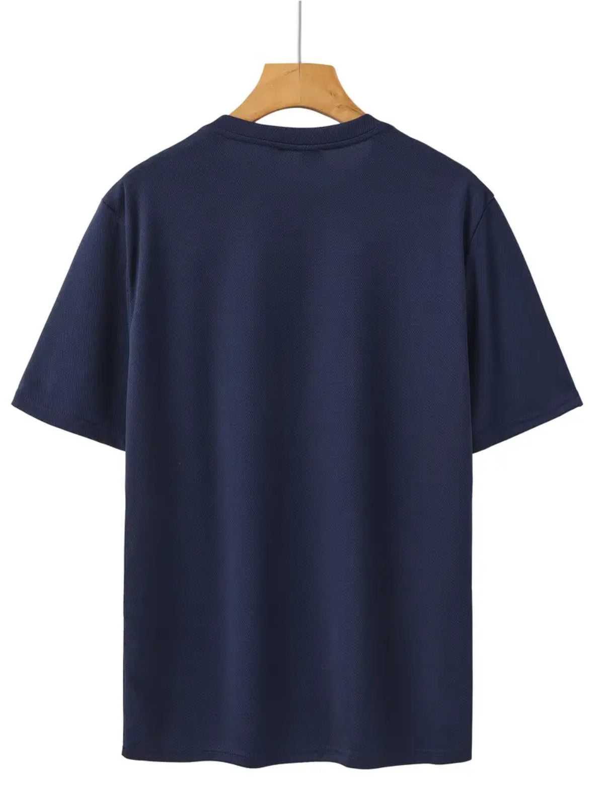 Men's Summer Casual Sports T-Shirt Colorful Trefoil Print Design Street Casual Trendy Design Suitable for Multiple Occasions Sporty Style Round Neck Breathable Quick-Dry Daily Wear - Navy Color
