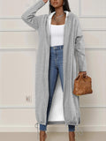 Stylish Gray Hooded Long Sweatshirt Cardigan, Loose And Casual Style Jacket for Women - Grey