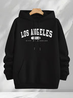 3pcs Urban Element Print Sweatshirt, Men's Casual Hooded Sweatshirt, Long-sleeve Pullover, Slight Stretch, Knitted Polyester Fabric, Regular Men's Hoodie - Black