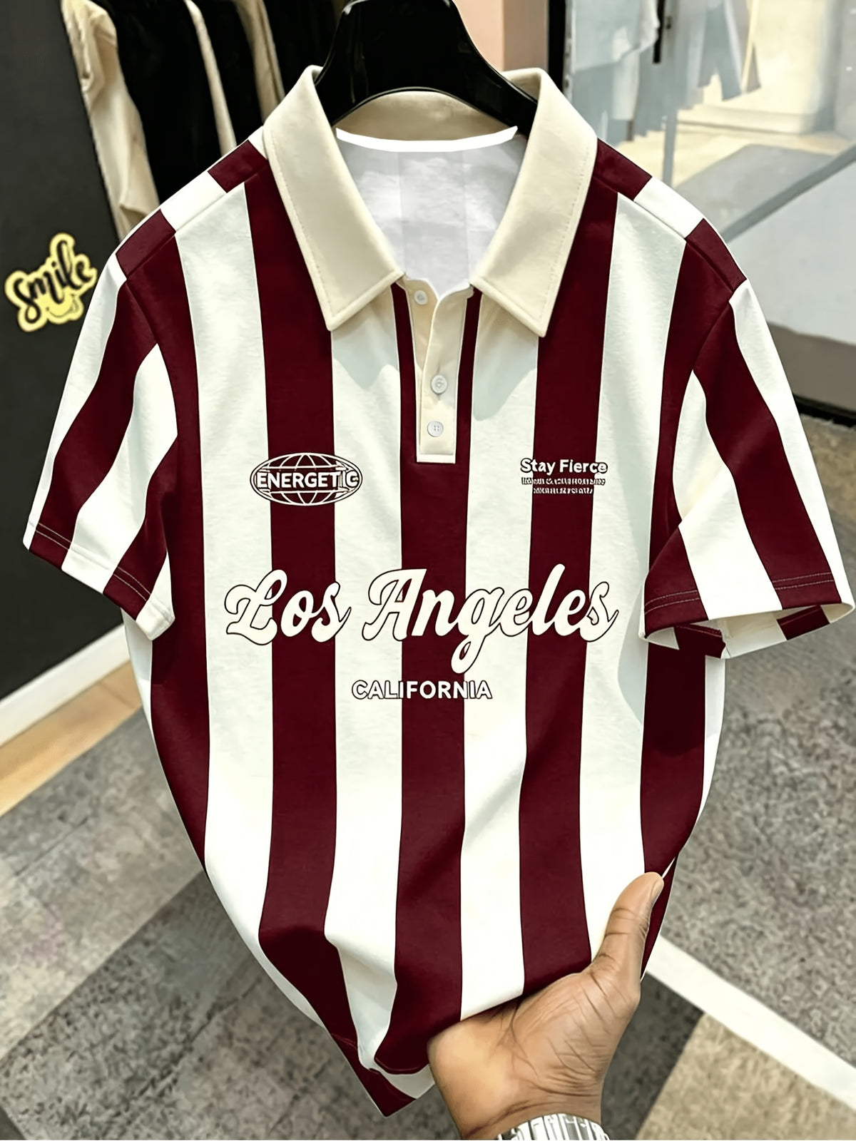 Men's Summer Casual Color-Block Striped Polo Shirt [Printed Design - Not Textured] - Mixed colors