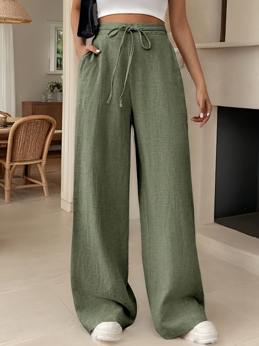 Drawstring Women'S Long Pants - Matcha Color