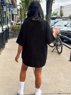 Women's Everyday Casual T-Shirt Dress - Non-Transparent Stretchy Minimalist outfit, Machine Washable Longline Dress for Everyday & Formal Wear - All-Season Women's Clothing, Comfortable Fashion, Easy Care Material, Versatile Outfit, Trendy Fashion - Black