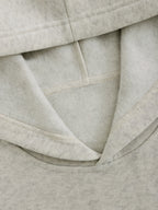 D92 - Loose Fit Hooded Sweatshirt, Fashionable and Versatile "Patience" Letter Graphic Print Hoodie, Spring and Autumn, Women's Apparel L16284 - White Flower Gray