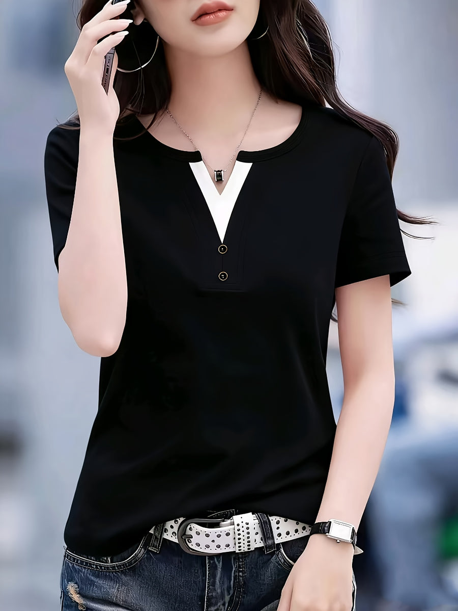 Ladies Casual Fashion Two-Piece Top - Black