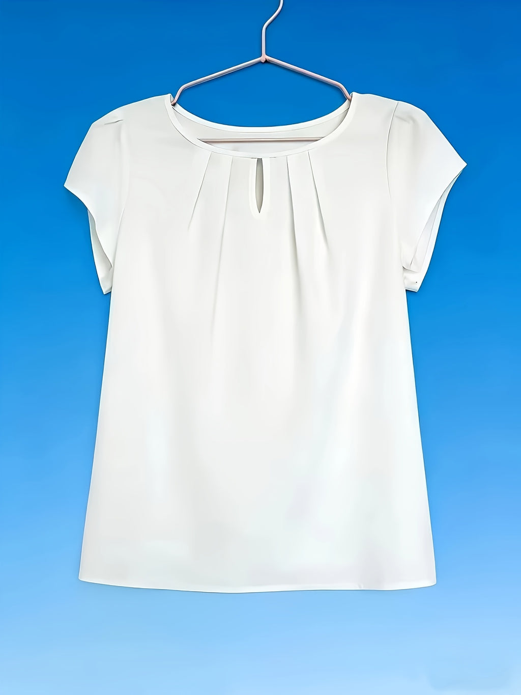 Elegant Fashion Solid Color Round Neck Top for Women - White