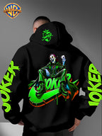Warner Bros. American Trendy and Cool Hook, Hisley Jay Joker, JOKER Splashed Ink Graffiti Print Hooded Sweatshirt, with Adjustable Drawstring, Comfortable and Warm, Fashionable and Versatile Men's Casual Sweatshirt - Black