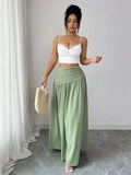 Women'S Casual Pleated Solid Color Skirt, Romantic Holiday Style, Elegant Design, Versatile Fashion, Ideal Choice for Women in Back-To- Season, Spring And Summer - Green