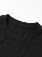 100% Cotton Men's T-Shirt, Spring/Autumn Long Sleeve, Standard Fit, Daily Casual Versatile Top, Fashionable, Elegant, , and Fun Print - Black