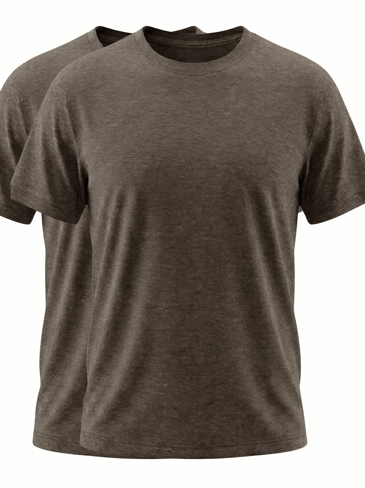 2pcs Round Neck Base Short Sleeve Top, Stretch Fabric Men'S Shirt, Western Summer Season Soft Fabric T-Shirt, Home Wear, Men'S Casual Top, Base Layer, Multi-Scene, Suitable for Various Styles, Travel, Business, Golf, Countryside Travel, Knit - Black Coffee