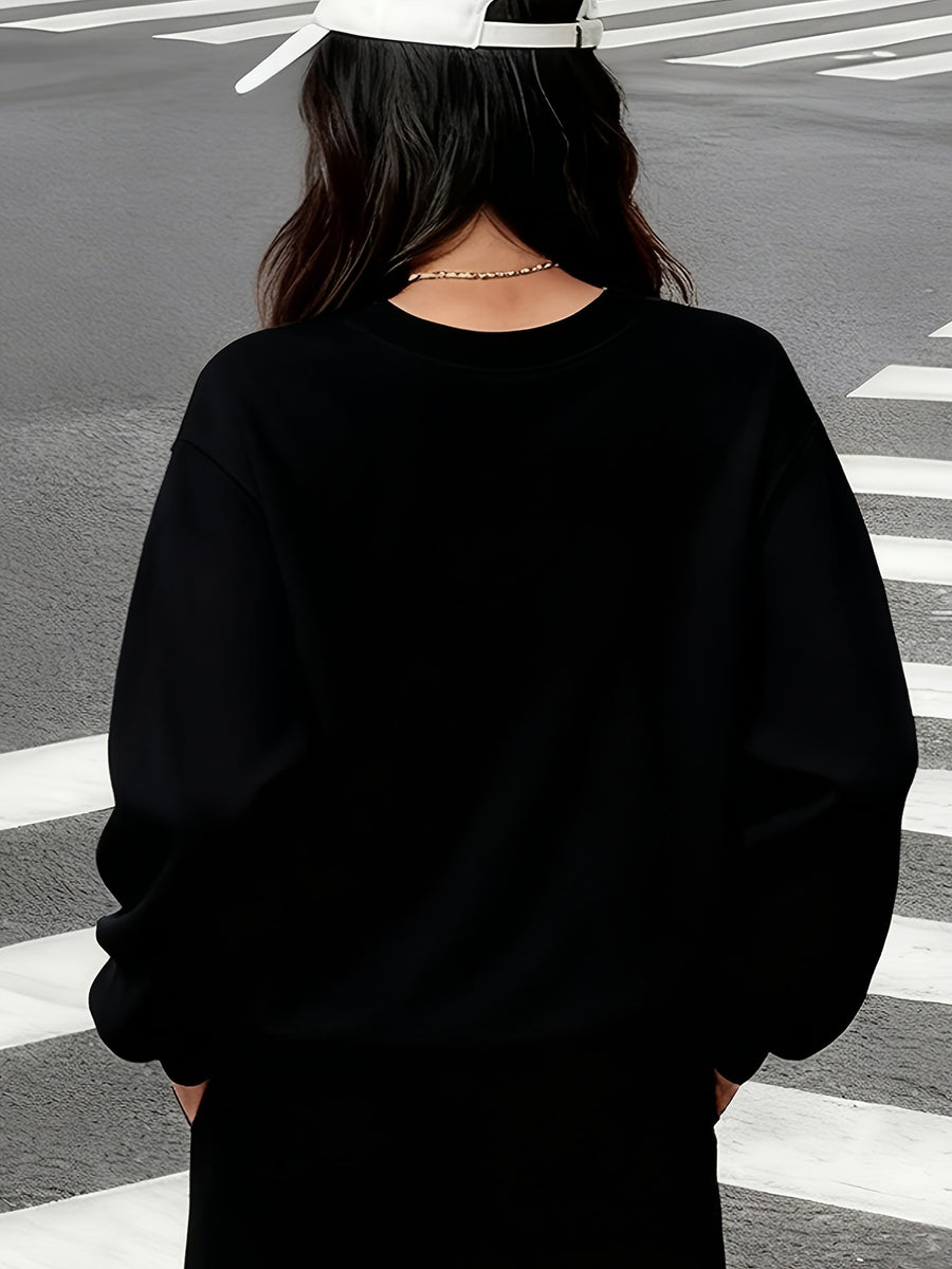 Single Purchase of a Trendy V-neck Sweatshirt with Long Sleeves, Paired with a Shirt for a Visually Striking Campus Elegant Style. Image for Reference Only, Not a 2-in-1 Look - Black