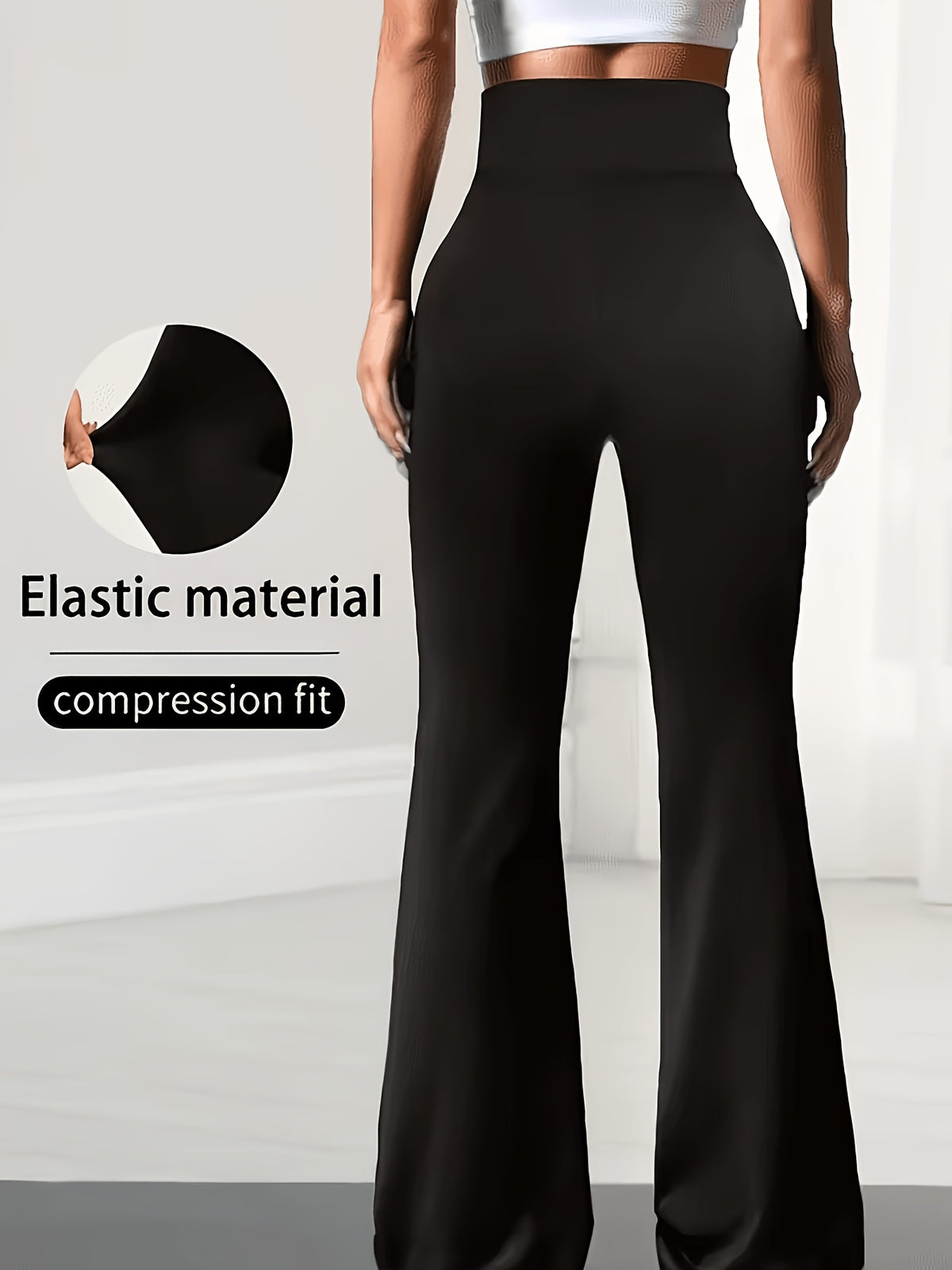 Women' Fitted Wide Leg Pants - Black
